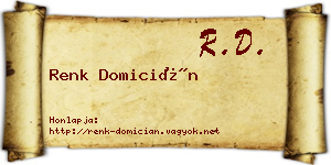 Renk Domicián névjegykártya